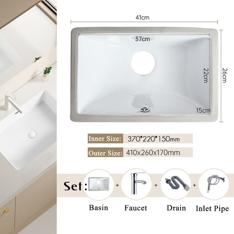 Nordic white basen bathroom undermount basin ceramic small size simple round corner depth toilet sink with drain & bracket set