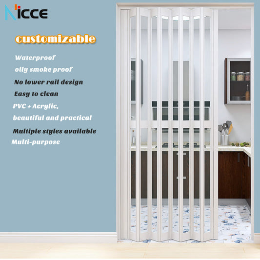 Customize PVC toilet door home kitchen slide door office door patition sliding folding partition divider PVC fold pintu