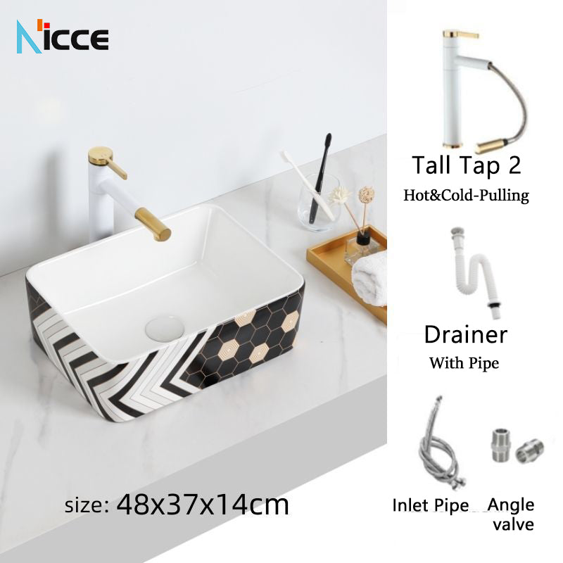 Nordic luxury bathroom ceramic washbasin home toilet balcony small size countertop art sink