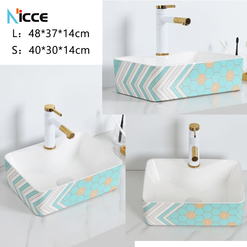 Nordic luxury bathroom ceramic washbasin home toilet balcony small size countertop art sink