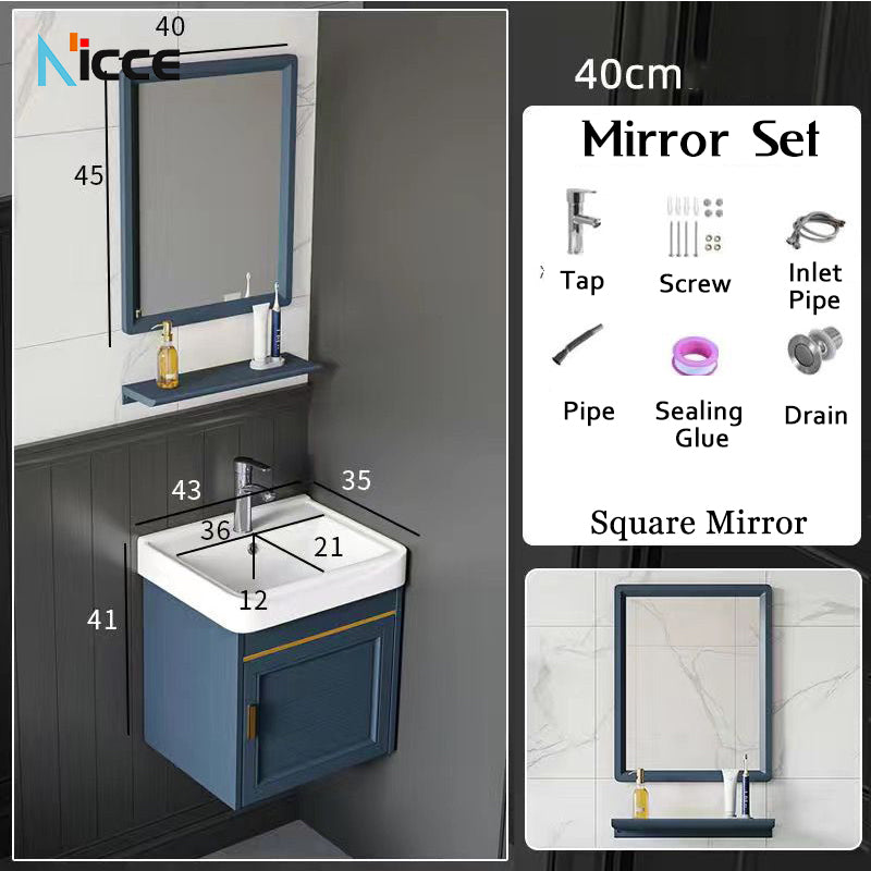 Home luxury bathroom cabinet wall-mounted space aluminum mirror cabinet simple faucet combination set