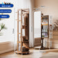 Nordic luxury Multifunctional mirror cabinet floor-standing rotatable pull-out storage makeup full-body mirror cabinet