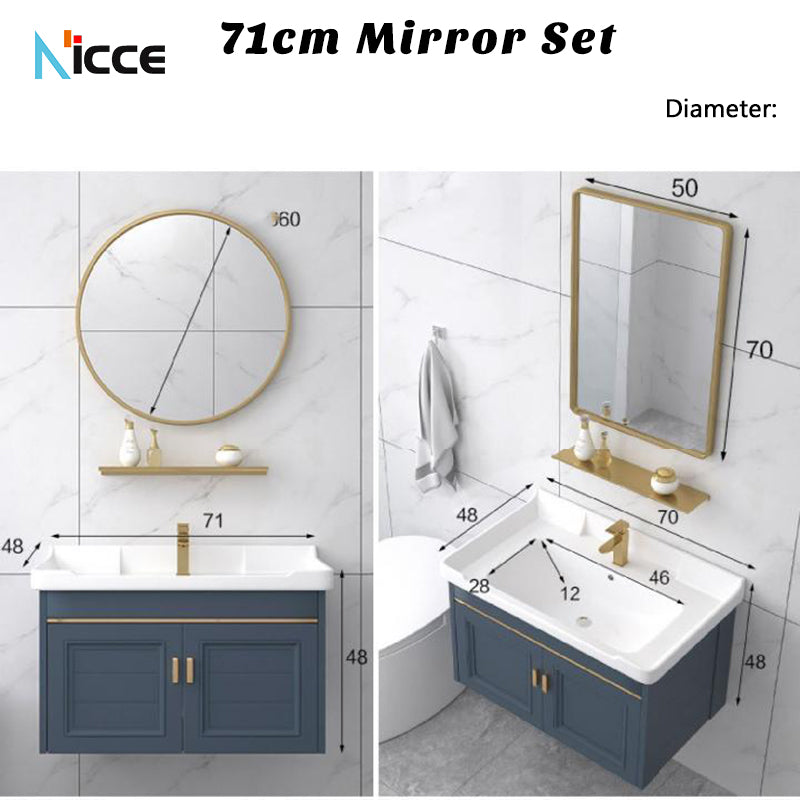 Home luxury bathroom cabinet wall-mounted space aluminum mirror cabinet simple faucet combination set