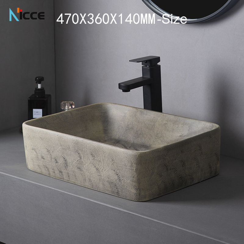 Home retro ceramic counter basin toilet oval matte large size gray bathroom porcelain sink