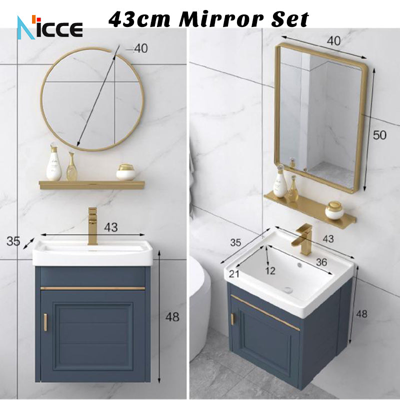 Home luxury bathroom cabinet wall-mounted space aluminum mirror cabinet simple faucet combination set