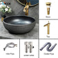 Home Retro simple Chinese ceramic basin toilet Creative stone thread porcelain outdoor balcony countertop basin art bathroom sink tap set