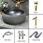 Home Retro simple Chinese ceramic basin toilet Creative stone thread porcelain outdoor balcony countertop basin art bathroom sink tap set