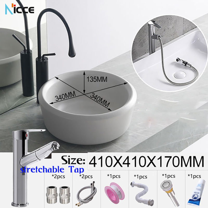 Nordic minimalist bathroom light gray washbasin matte ceramic countertop basin hot and cold water faucet toilet sink drain set