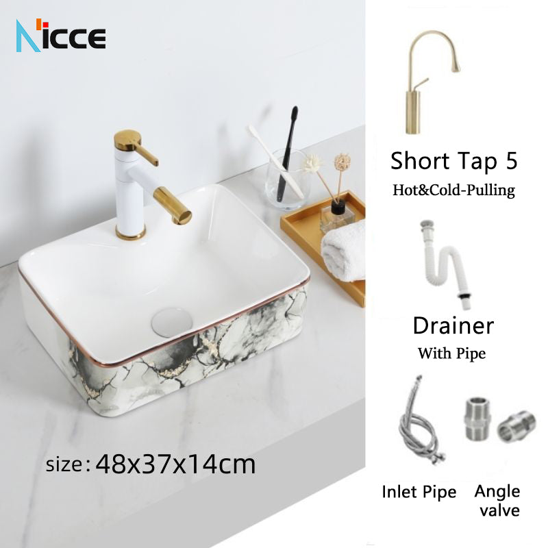 Nordic luxury bathroom ceramic washbasin home toilet balcony small size countertop art sink