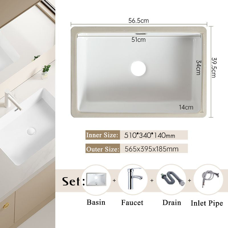 Nordic white basen bathroom undermount basin ceramic small size simple round corner depth toilet sink with drain & bracket set