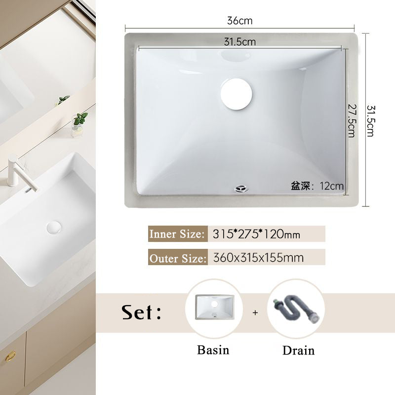 Nordic white basen bathroom undermount basin ceramic small size simple round corner depth toilet sink with drain & bracket set