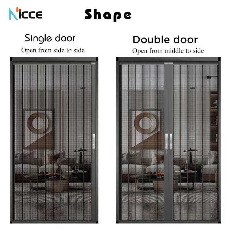 Customize aluminum alloy diamond mesh folding door without punching 5cm width anti-mosquito screen door