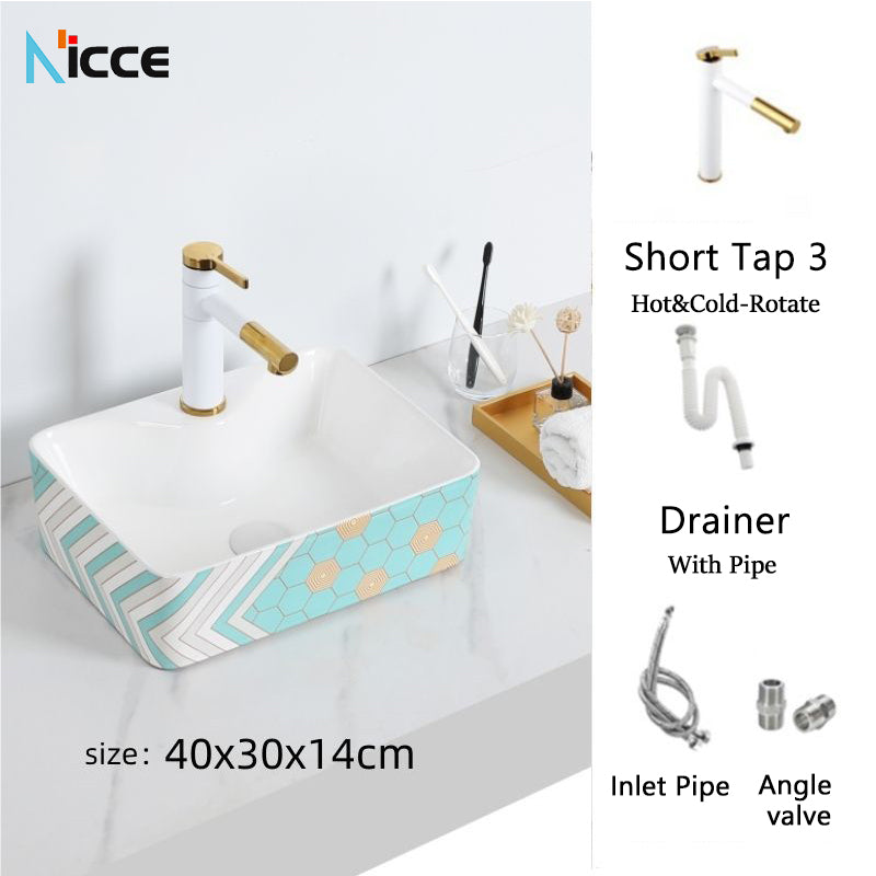 Nordic luxury bathroom ceramic washbasin home toilet balcony small size countertop art sink