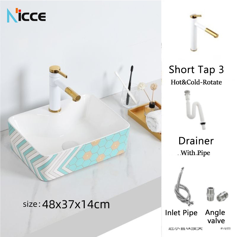 Nordic luxury bathroom ceramic washbasin home toilet balcony small size countertop art sink