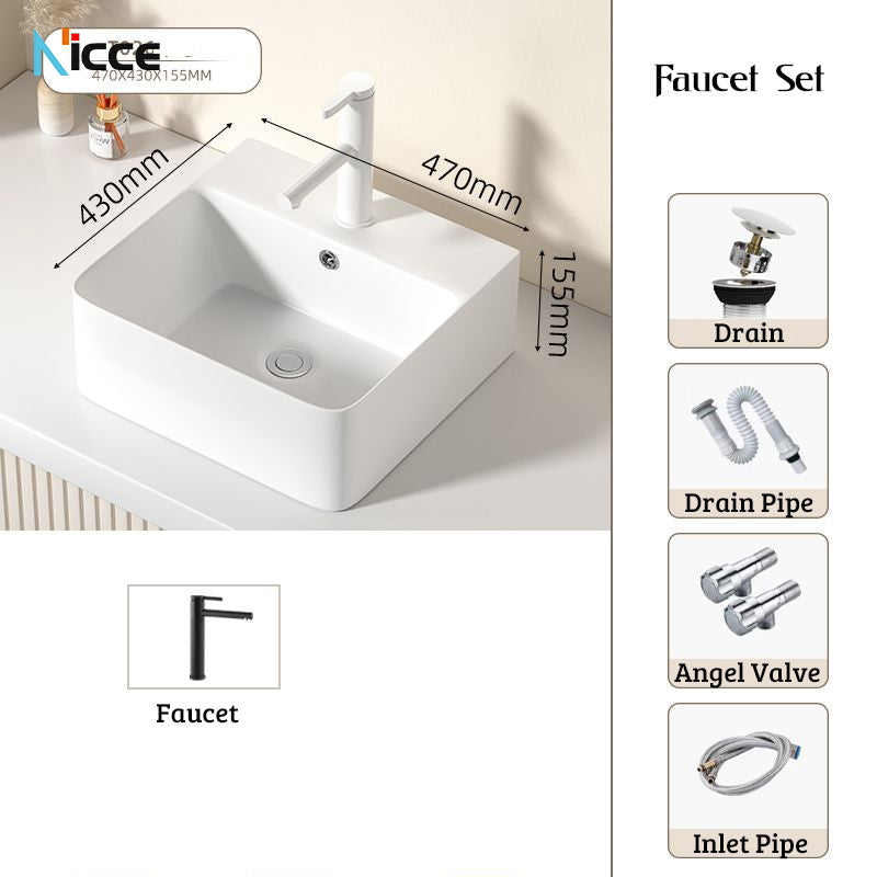 Nordic simple white ceramic basin countertop bathroom basen outdoor sink