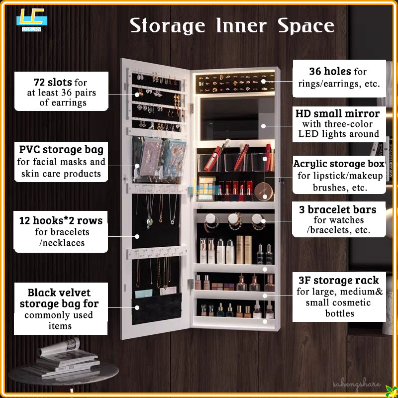 Nordic luxury multi-function floor-standing mirror cabinet full-length mirror wall-mounted beauty storage HD mirror cabinet