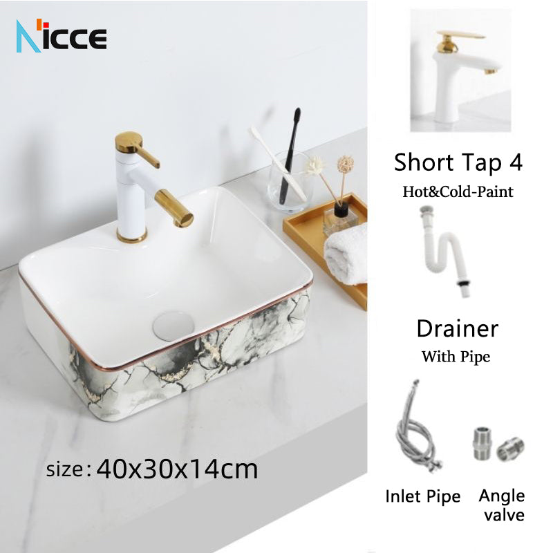 Nordic luxury bathroom ceramic washbasin home toilet balcony small size countertop art sink