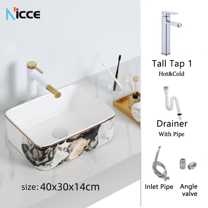 Nordic luxury bathroom ceramic washbasin home toilet balcony small size countertop art sink