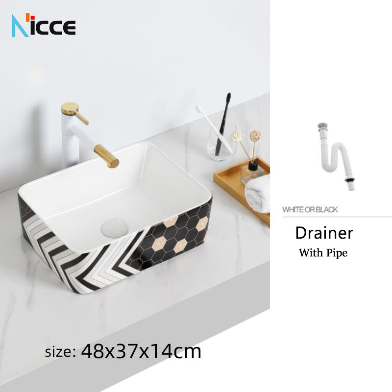 Nordic luxury bathroom ceramic washbasin home toilet balcony small size countertop art sink