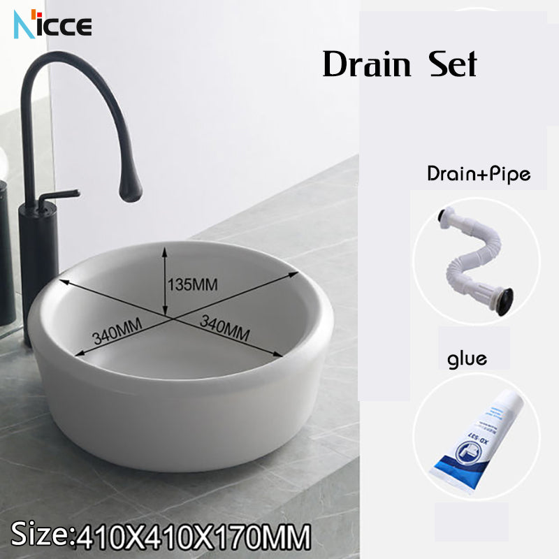 Nordic minimalist bathroom light gray washbasin matte ceramic countertop basin hot and cold water faucet toilet sink drain set