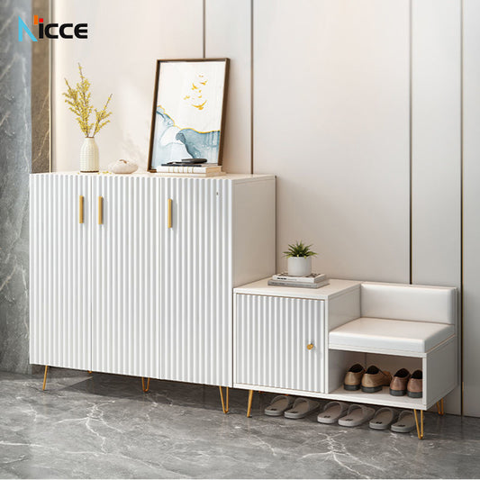 Nordic Luxury Home Shoe Cabinet PB Minimalist Modern Shoe Changing Stool Entrance Multi layer Flip Bucket Shoe Cabinet