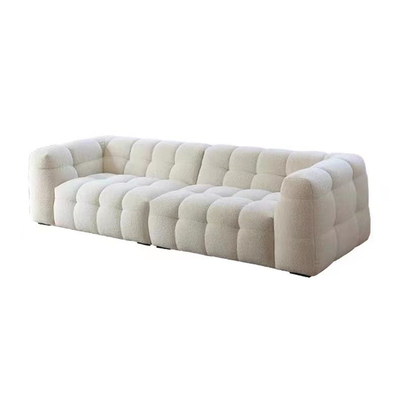 Nordic Buttercream Style Luxury Lamb Velvet Sofa, Minimalist 3-Seater Large Size Living Room with Soft Latex Cushions, Straight Row Sofa.