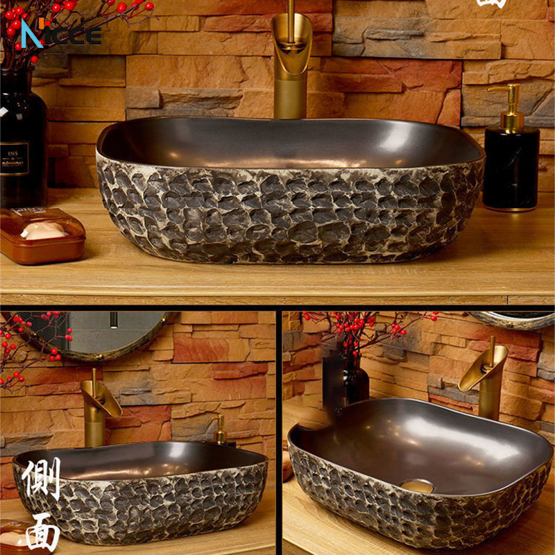 Home Chinese style bathroom basin retro simple ceramic toilet basen