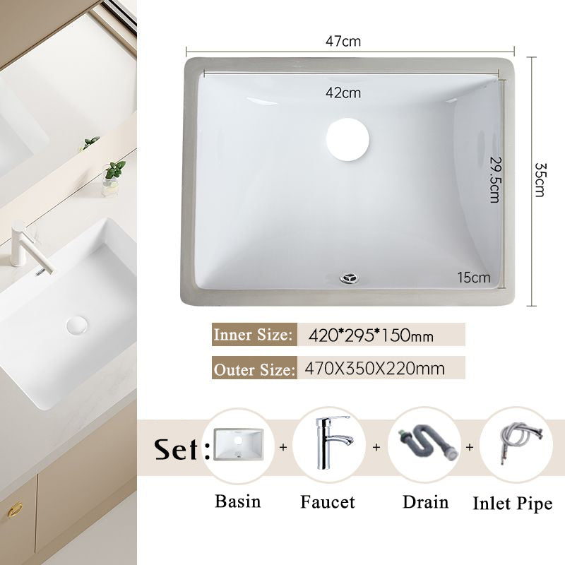 Nordic white basen bathroom undermount basin ceramic small size simple round corner depth toilet sink with drain & bracket set