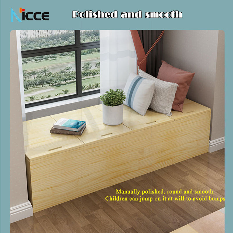 Customize Home Multifunctional floor-standing storage cabinet solid wood bay window kabinet bedroom pine wood tatami storage splicing bed