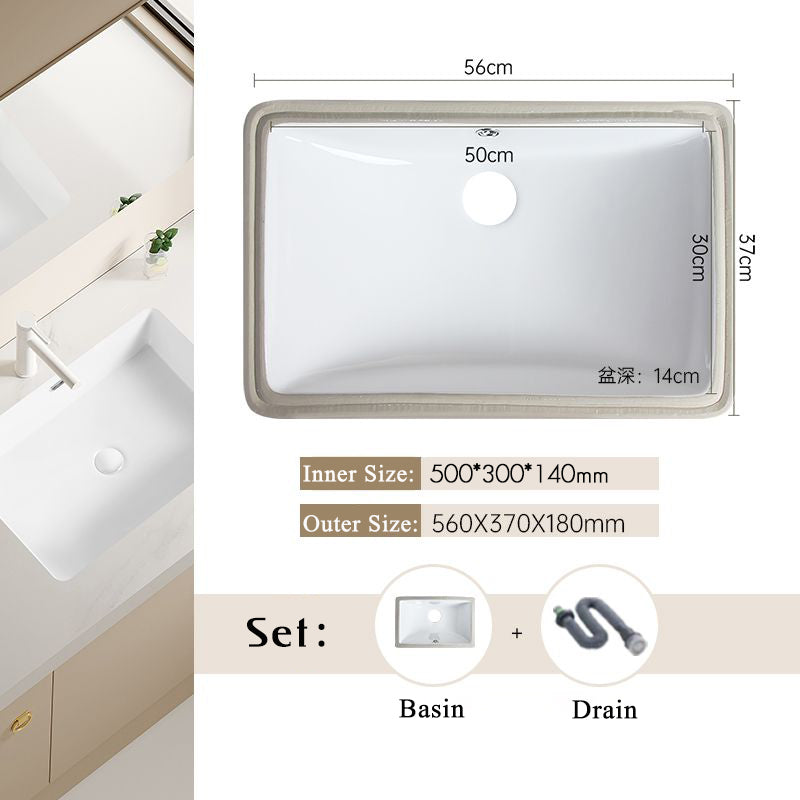 Nordic white basen bathroom undermount basin ceramic small size simple round corner depth toilet sink with drain & bracket set