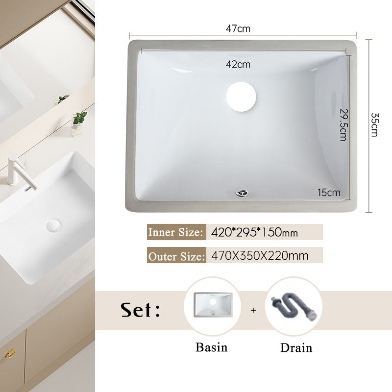 Nordic white basen bathroom undermount basin ceramic small size simple round corner depth toilet sink with drain & bracket set