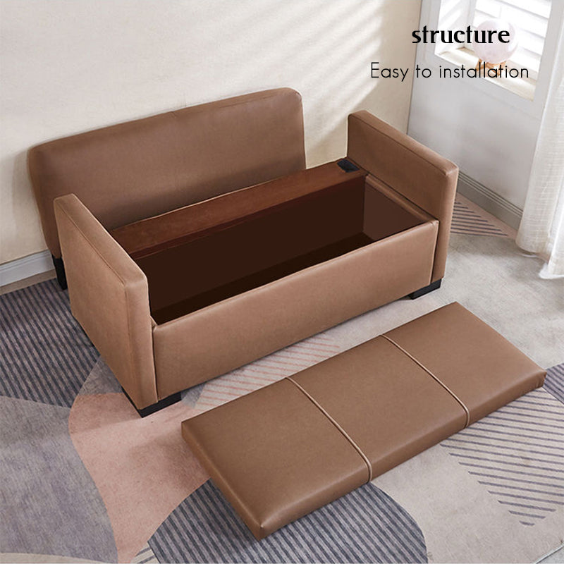 Nordic luxury 70-150cm upholstered sofa with simple design, suitable for home use in apartment or rental accommodation. The sofa features a storage compartment and measures 70-1