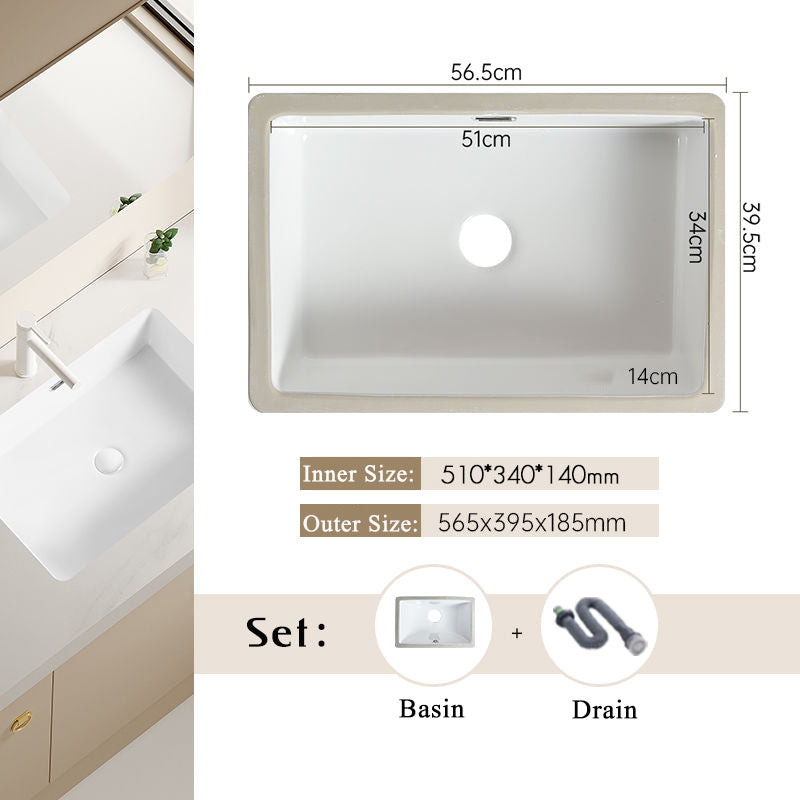 Nordic white basen bathroom undermount basin ceramic small size simple round corner depth toilet sink with drain & bracket set