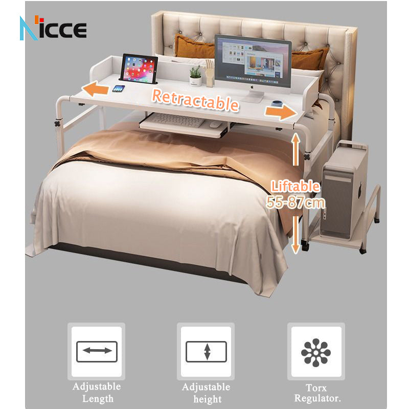 Home multi-functional bed desk, removable and adjustable, simple double cross-bed computer desk, study against the wall meja