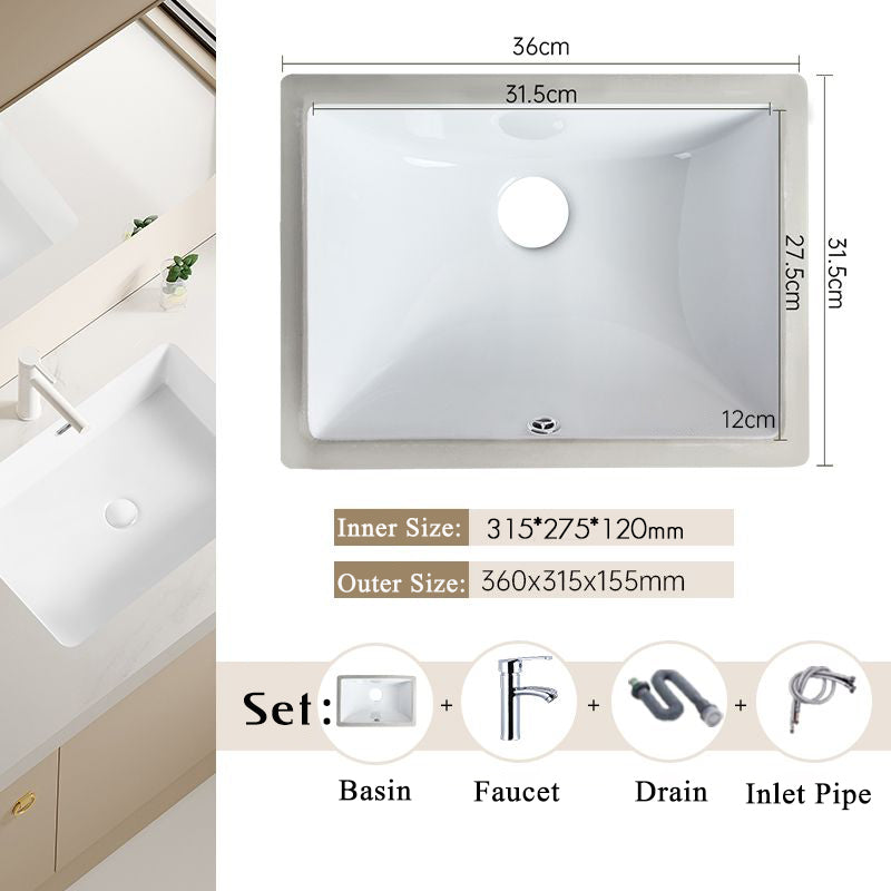 Nordic white basen bathroom undermount basin ceramic small size simple round corner depth toilet sink with drain & bracket set