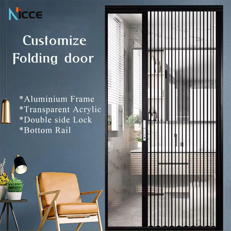 Customize luxury acrylic folding door aluminum alloy track waterproof insect proof transparent bathroom acrylic door