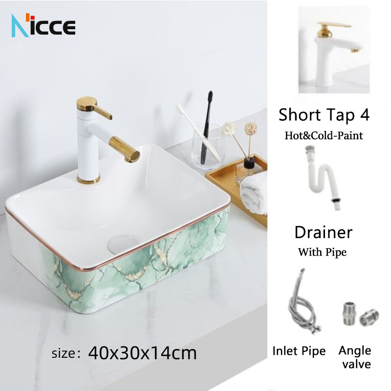 Nordic luxury bathroom ceramic washbasin home toilet balcony small size countertop art sink