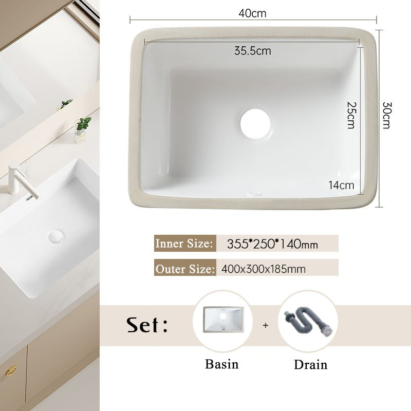 Nordic white basen bathroom undermount basin ceramic small size simple round corner depth toilet sink with drain & bracket set