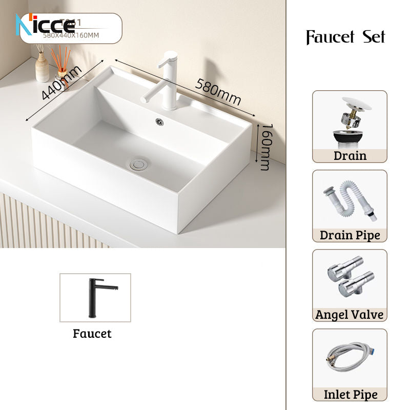 Nordic simple white ceramic basin countertop bathroom basen outdoor sink