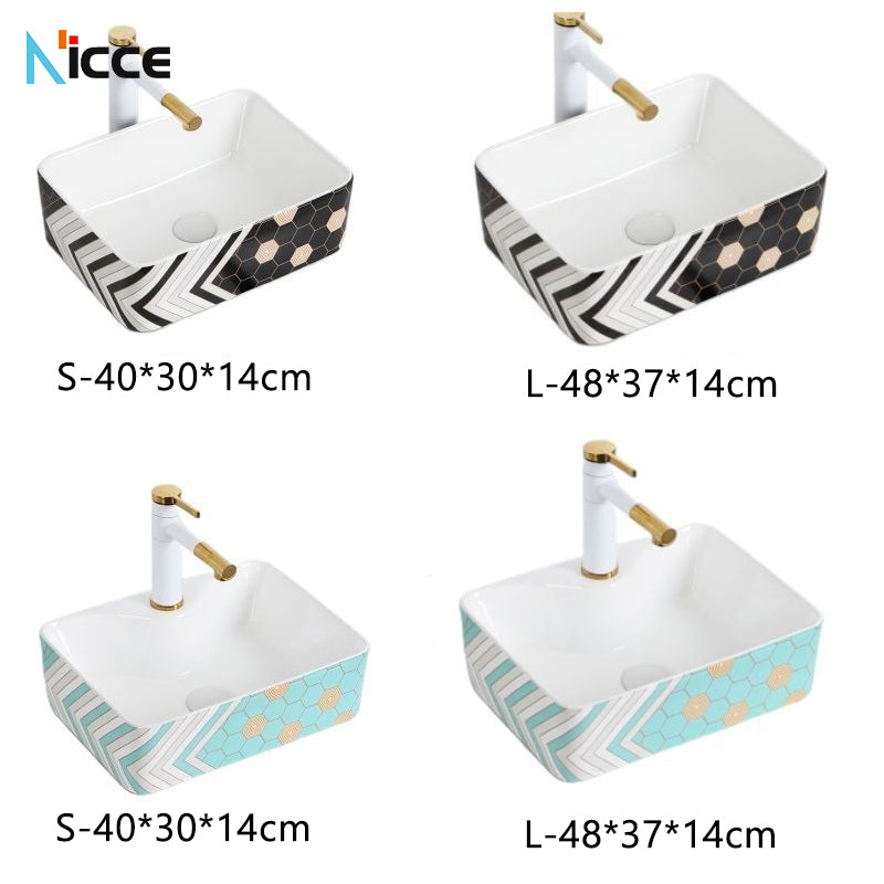 Nordic luxury bathroom ceramic washbasin home toilet balcony small size countertop art sink