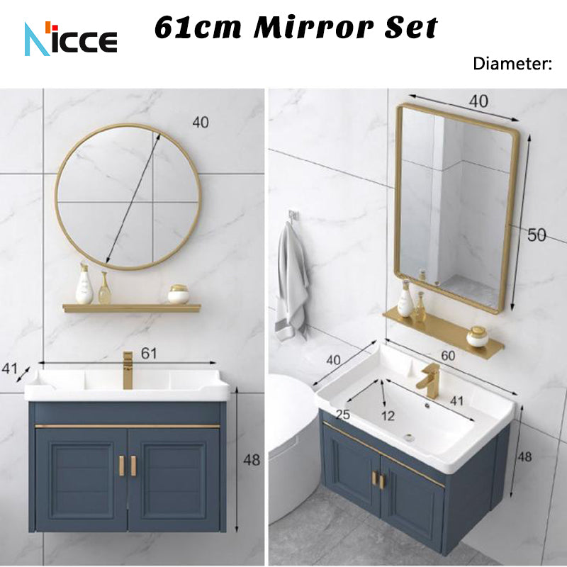 Home luxury bathroom cabinet wall-mounted space aluminum mirror cabinet simple faucet combination set