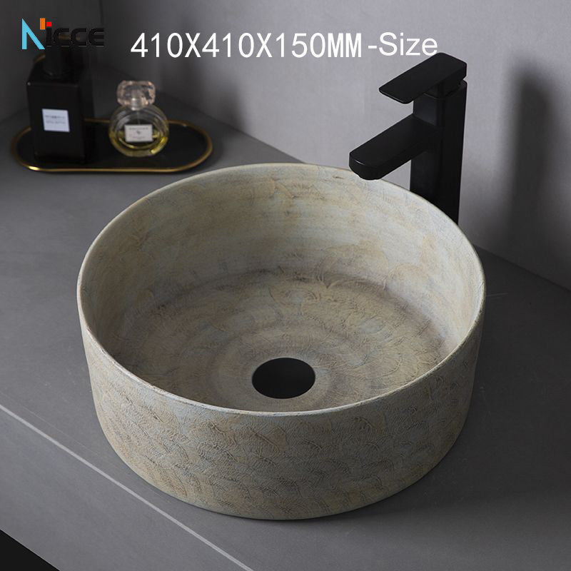 Home retro ceramic counter basin toilet oval matte large size gray bathroom porcelain sink