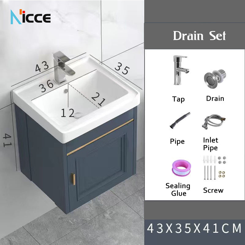 Home luxury bathroom cabinet wall-mounted space aluminum mirror cabinet simple faucet combination set