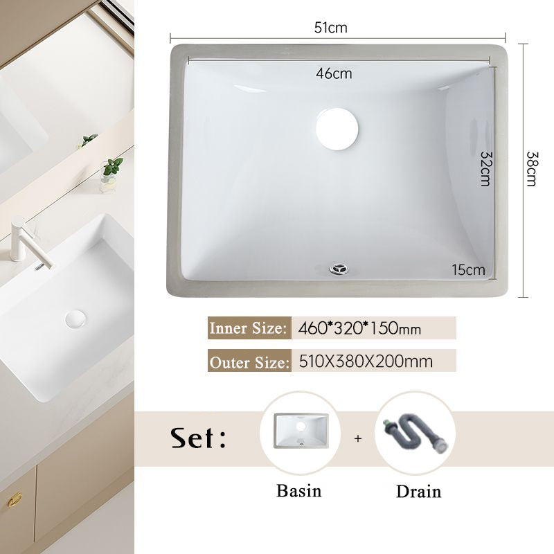 Nordic white basen bathroom undermount basin ceramic small size simple round corner depth toilet sink with drain & bracket set