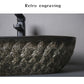 Chinese retro Luxury Bathroom Oval Ceramic Wash Basin Stone Carved Personalized Simple Outdoor Toilet Sink