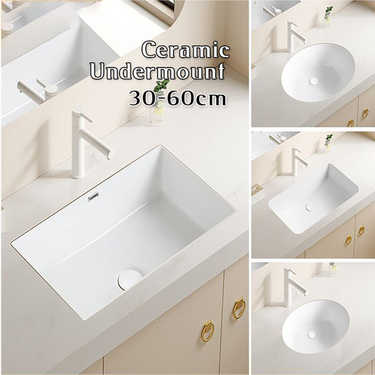 Nordic white basen bathroom undermount basin ceramic small size simple round corner depth toilet sink with drain & bracket set