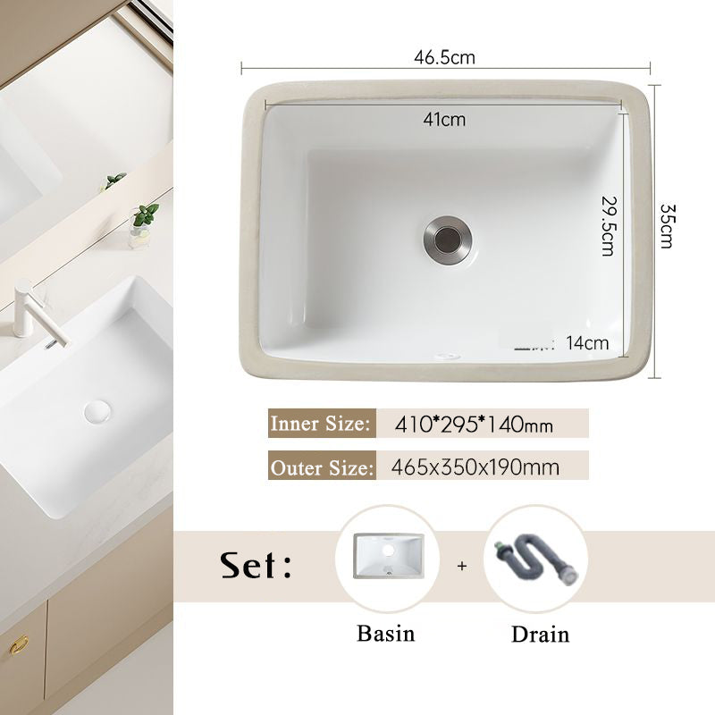 Nordic white basen bathroom undermount basin ceramic small size simple round corner depth toilet sink with drain & bracket set