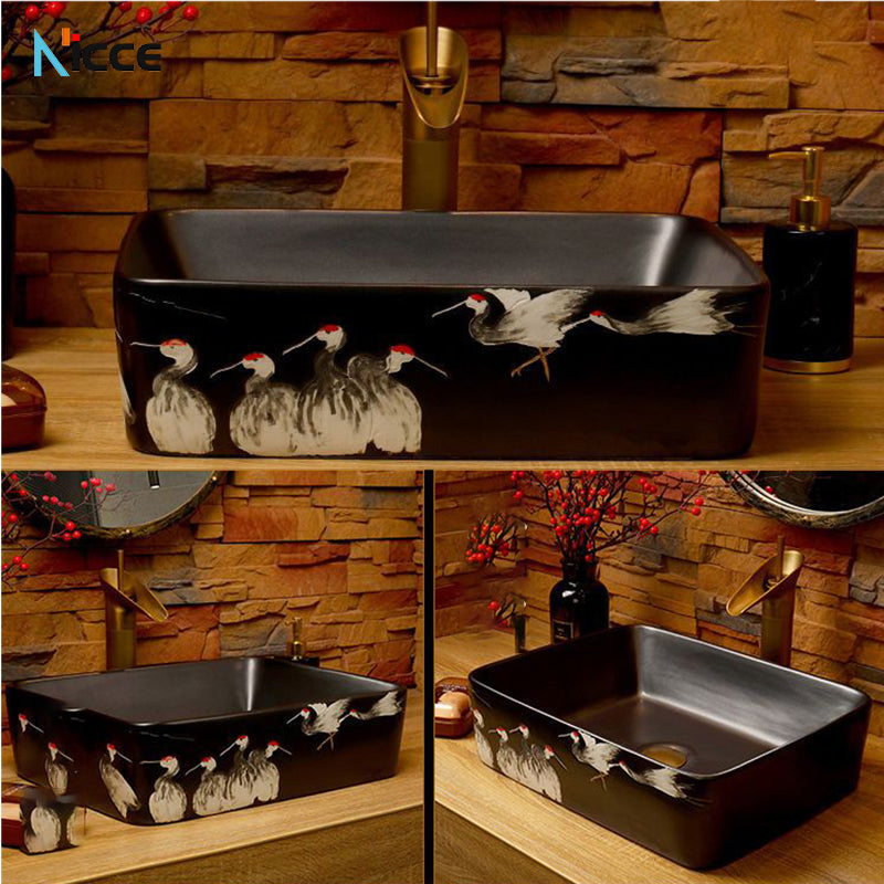 Home Chinese style bathroom basin retro simple ceramic toilet basen