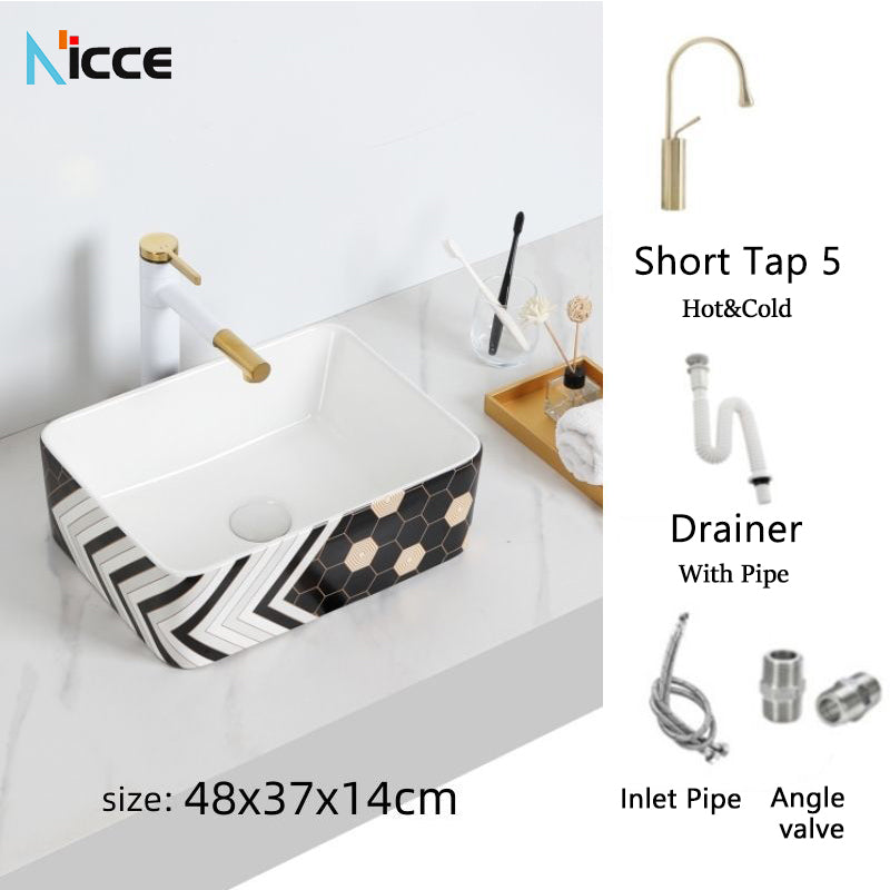 Nordic luxury bathroom ceramic washbasin home toilet balcony small size countertop art sink