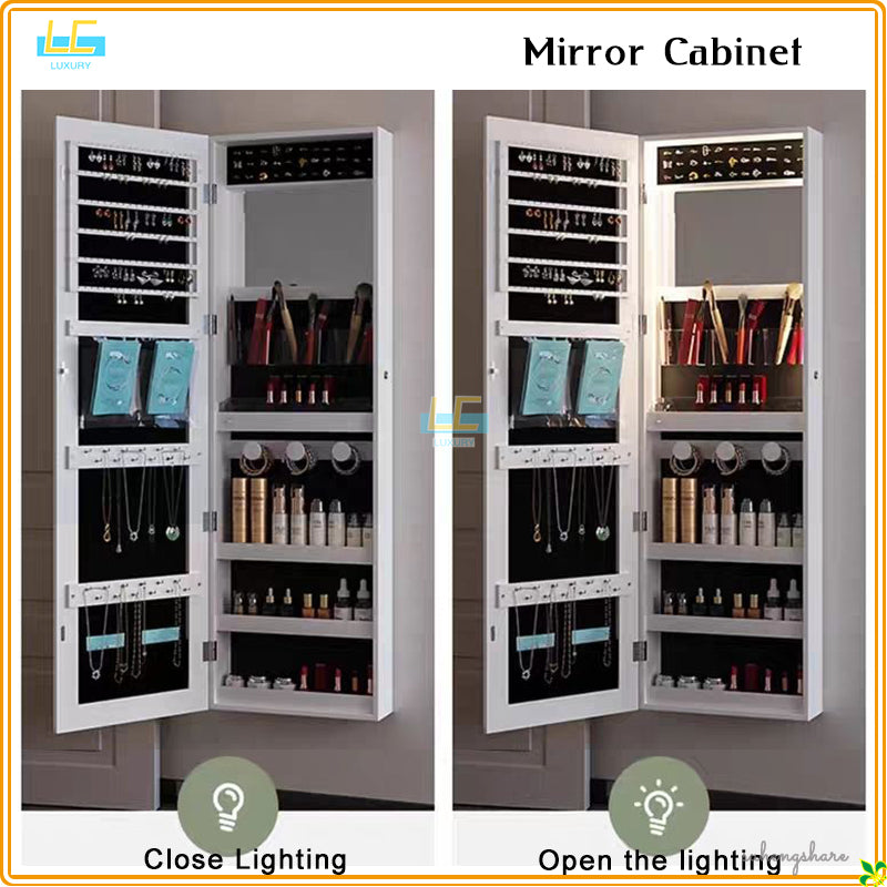 Nordic luxury multi-function floor-standing mirror cabinet full-length mirror wall-mounted beauty storage HD mirror cabinet